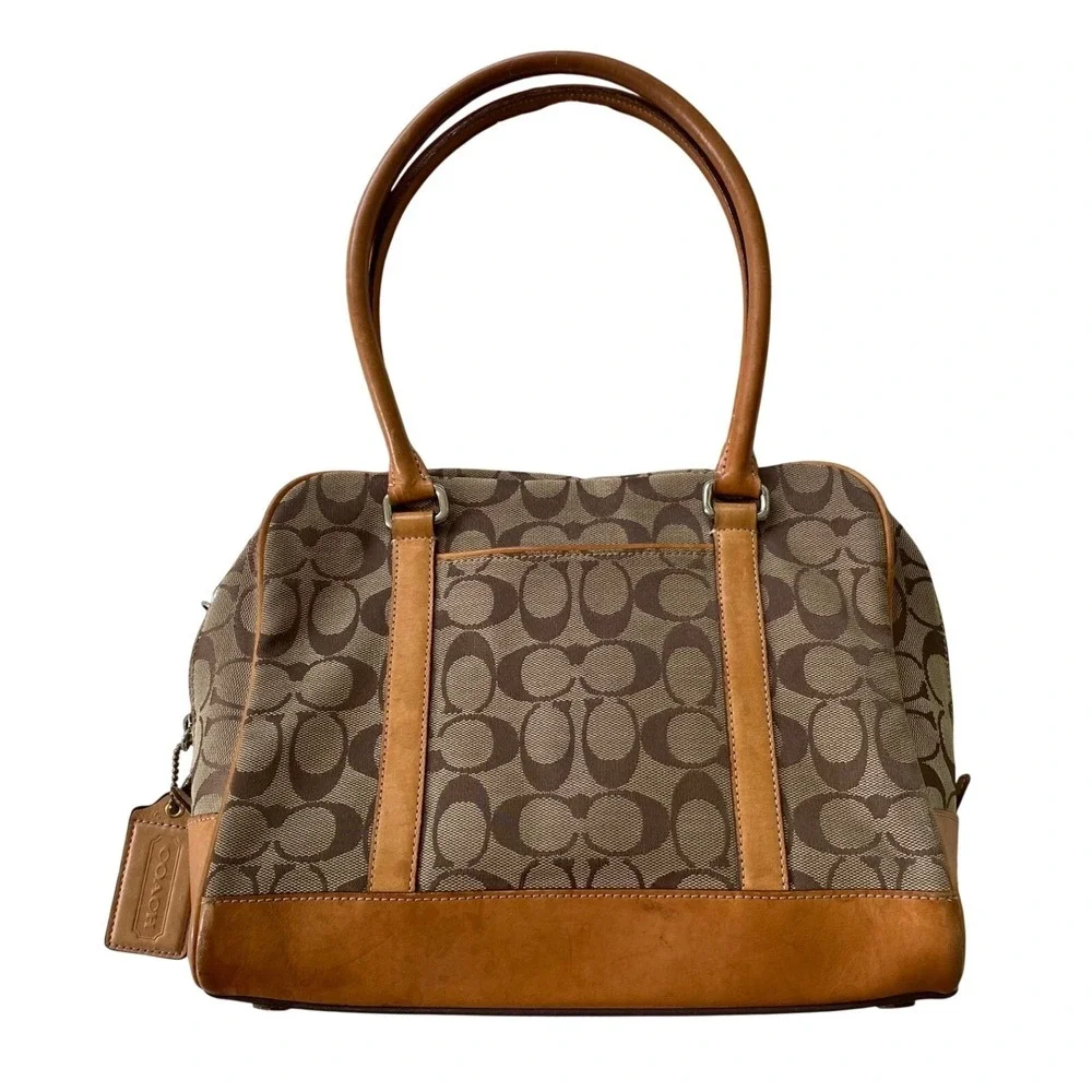 Vintage Coach Signature Shoulder Bag 6097‎ Khaki Brown Jacquard Satchel Y2K
